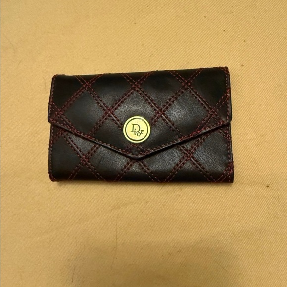 Dior Black and Red Quilted Key Card Holder - Picture 1 of 6